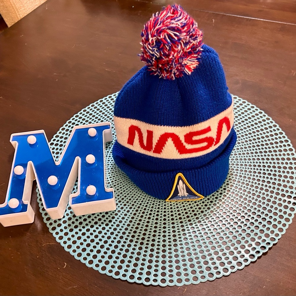 NASA Space Shuttle Pom Pom Hat Beanie, Buzz Aldrin